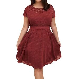NWT! Torrid Mini Clip Dot Crochet Lace Skater Dress Cap Sleeve Illusion Plus 6x